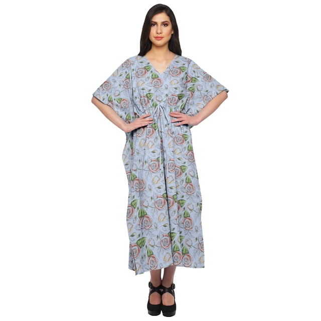Moomaya Kaftan pour Femmes, Tenue d'Intérieur de Vacances, Robe Maxi, Robe Africaine pour Femmes - L-XL