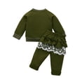 thumbnail image 3 of Qiylii Girls Clothes Set, Lace Ruffle Trim Splicing Long Sleeve Tops, Pants, 3 of 9