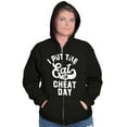 thumbnail image 3 of I Put Eat In Cheat Day Funny Foodie Unisex Fleece Graphic Zip Up Hoodie Brisco Brands 2X, 3 of 5