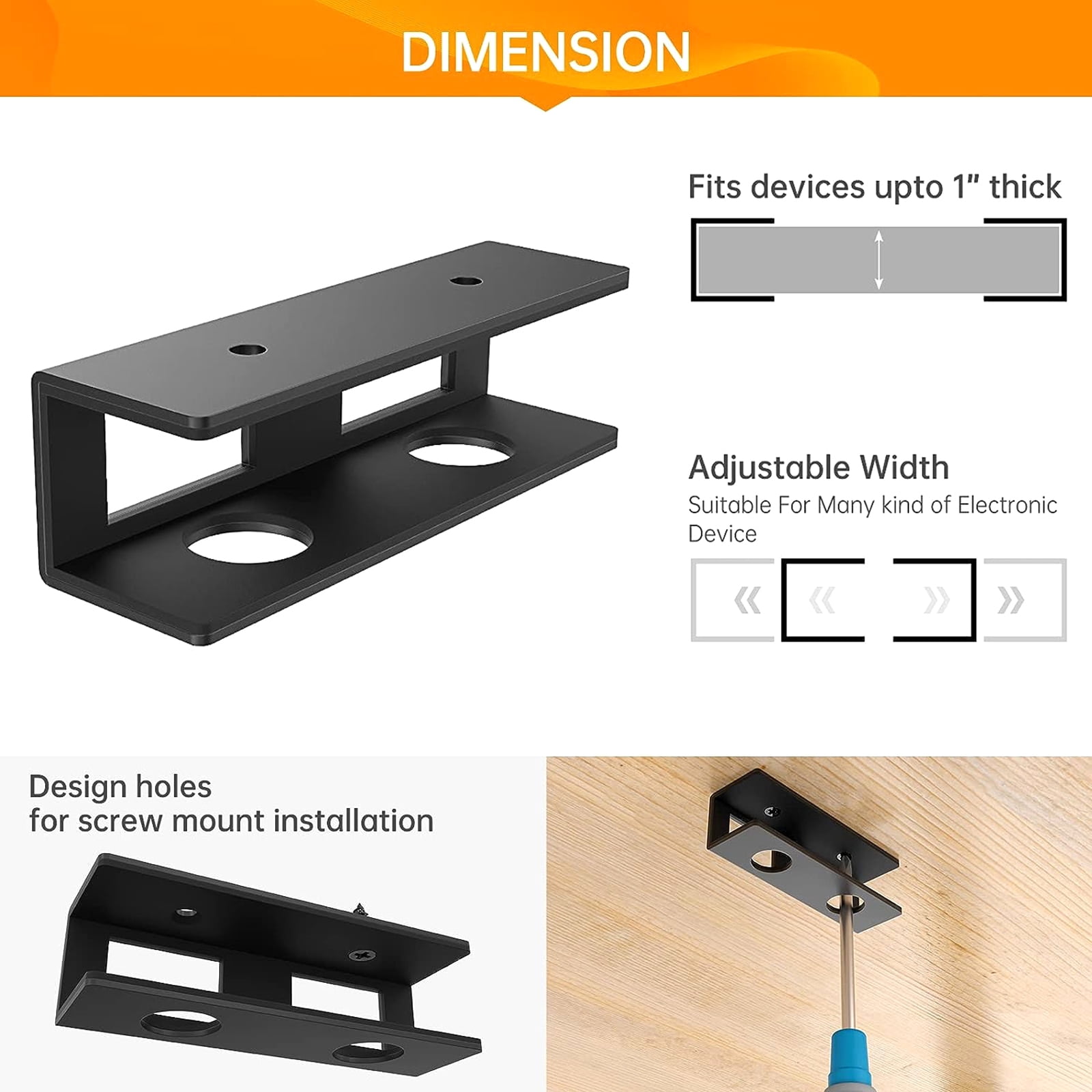 Pack of 3 Sturdy Carbon Steel Under Desk Laptop Holder Multipurpose Storage Rack for Home Office and Study Area
