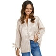 thumbnail image 2 of VISgogo Blusa de Mujer Leopardo Estampado Jacquard Botones Cuello Redondo Manga Larga Casual Camisas VISgogo moda, 2 of 9