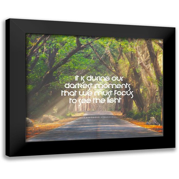 ArtsyQuotes 14x12 Black Modern Framed Museum Art Print Titled - Aristotle Onassis Quote: Darkest Moments