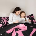 thumbnail image 5 of Erosebridal Cartoon Bow Tie Printed 7pcs Bedding Comforter Set,Ribbon Bowknot Pink Monogrammed K Queen Bedding Sets For Girls Kids,Reversible black, 5 of 7