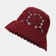 thumbnail image 1 of Sombrero de cubo de verano de punto de ganchillo liso burdeos para mujer - hecho a mano - patrón floral, 1 of 5