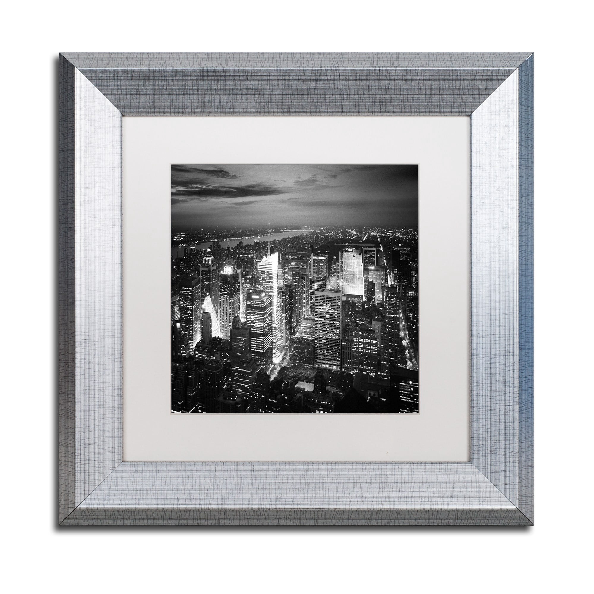 Trademark Fine Art "Times Square" Canvas Art by Nina Papiorek White Matte, Silver Frame