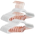 thumbnail image 1 of SONGMICS Paquete de 24 Perchas de Terciopelo para Pantalones Perchas de 16,7 Pulgadas de Largo con Clips Móviles de Color Oro Rosa Resistentes Antideslizantes Ahorro de Espacio para Pantalones Faldas, 1 of 7