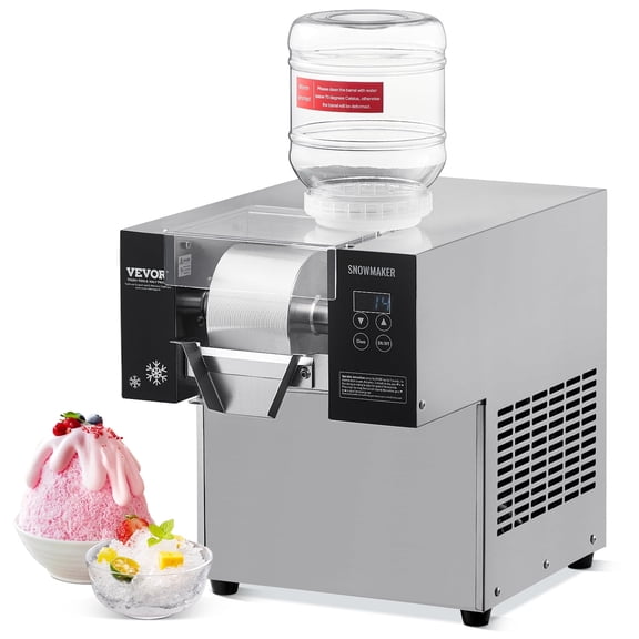 VEVOR Commercial Snowflake Ice Machine, 176.4LBS/24H Snowflake Ice Maker, Stainless Steel Ice Shaver Machine, Electric Snow Cone Maker, Air Cooling System for Rapid Heat Dissipation, Bakery, Cafe