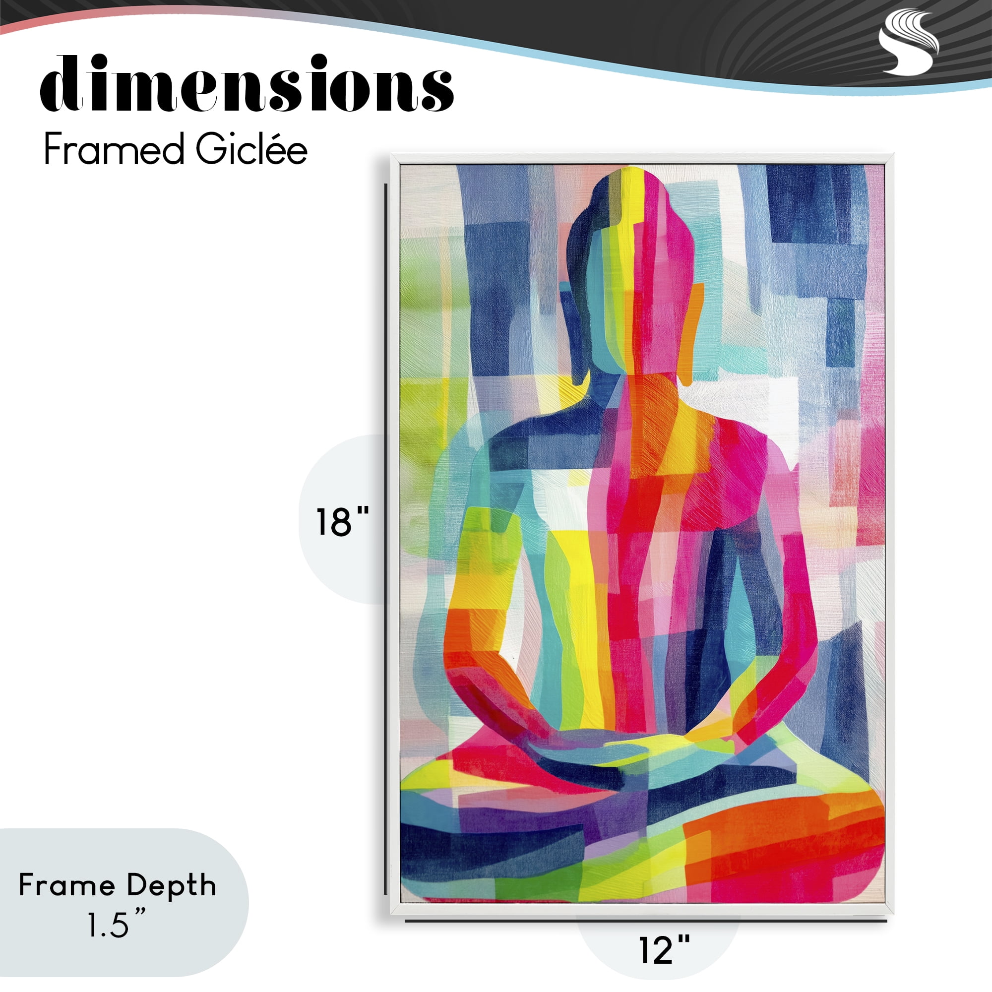 Stupell Industries Geometric Buddha In Spectrum White Framed Giclee Art, design by Chromatic Storm Studio