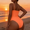thumbnail image 5 of cocolona Womens One Piece Swimsuit Sumemr Solid Color Slim Tummy Control Bathing Suit Vacation Beach Swimwear, 5 of 6