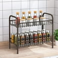 thumbnail image 6 of Bextsrack Spice Rack Organizer, 2 Tier Freestanding Metal Seasoning Jar Rack for Kitchen Cabinet Bathroom Pantry Office, Bronze, 6 of 7