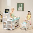 thumbnail image 2 of Gymax Kids Supermarket Shopping Set w/ Shopping Cart Blackboard LED Lights Interactive, 2 of 10