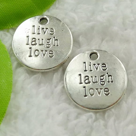 HOOUN 120 pcs tibet silver Live Laugh Love charms 20mm B1593