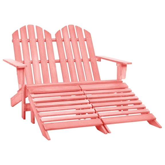 Casafoyer 2-Seater Patio Adirondack Chair&Ottoman Fir Wood Pink