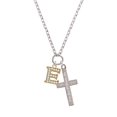 thumbnail image 2 of Delight Jewelry Goldtone Crystal Initial - E - Everlasting Love Engraved Cross Zoey Necklace, 28", 2 of 4