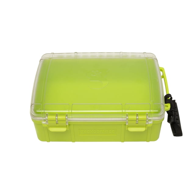 geckobrands Waterproof Dry Box Storage case, Large, Neon green - Watertight Airtight Dry Box for Phone, Wallet