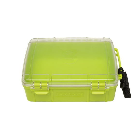 geckobrands Waterproof Dry Box Storage case, Large, Neon green - Watertight Airtight Dry Box for Phone, Wallet