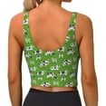 thumbnail image 3 of Bixox Women's Cows With Calfs Green Pattern Fitness Navel Tank Top U-Back Yoga Tank Top Sweatshirt Sports Bra, 3 of 7