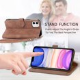 thumbnail image 3 of Dteck Case for iPhone 11,Magnetic Leather 7 Card Slots Zipper Wallet Case Shockproof Rubber Kickstand Cover with Wrist Strap, Brown, 3 of 7