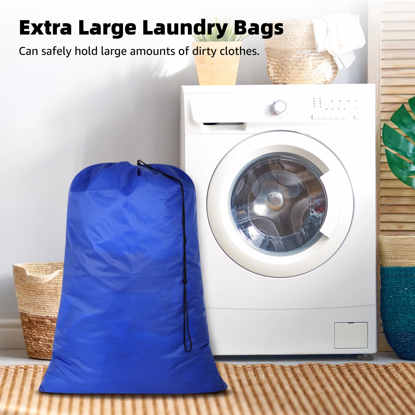 12 Pcs Extra Large Laundry Bags, Drawstring Storage Bags, Oxford Cloth Dirty Clothes Organizers, Large Capacity Hamper Liners for Laundry Room, 27.6×39.4"