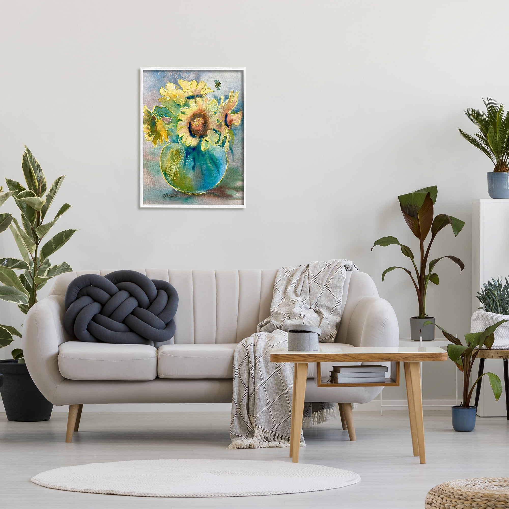 Stupell Industries Modern Yellow Daisies Botanical & Floral Painting White Framed Art Print Wall Art, 24 x 30
