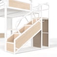 thumbnail image 6 of Bellemave Queen Size Loft Bed with Desk, Stairs and Wardrobe, Metal Gaming Loft Beds with Beside Shelf & Pegboard and LED Light, Heavy Duty High Loft Bed with USB Ports, No Box Spring Required, White, 6 of 10