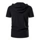 thumbnail image 4 of Camisas Para Hombre Camiseta de manga corta con cordón y capucha Vintage de lino y algodón para viajes de ocio de primavera y verano para hombre (Black, S), 4 of 6