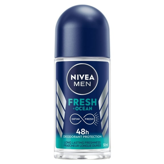 NIVEA MEN Fresh Ocean Aluminum Free Roll-On Deodorant for Men, 50 mL