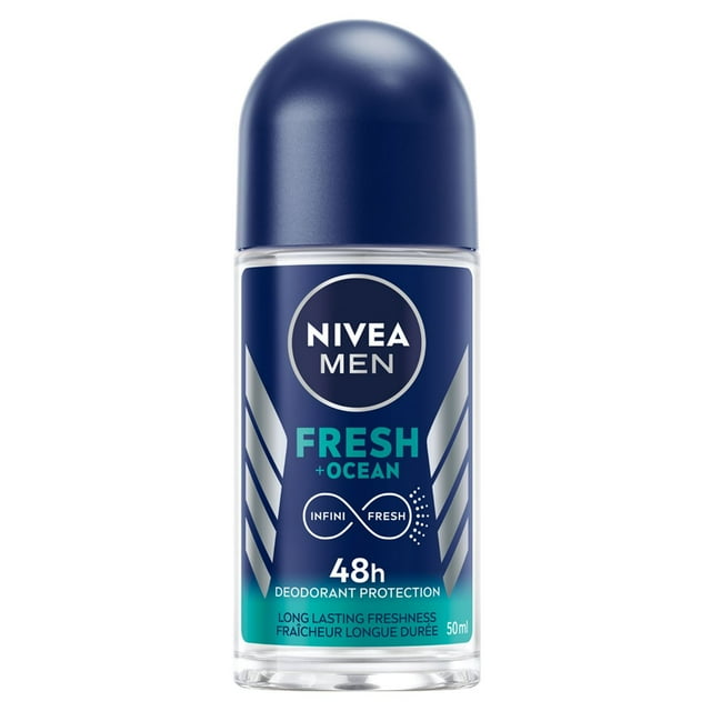 NIVEA MEN Fresh Ocean Aluminum Free Roll-On Deodorant for Men, 50 mL