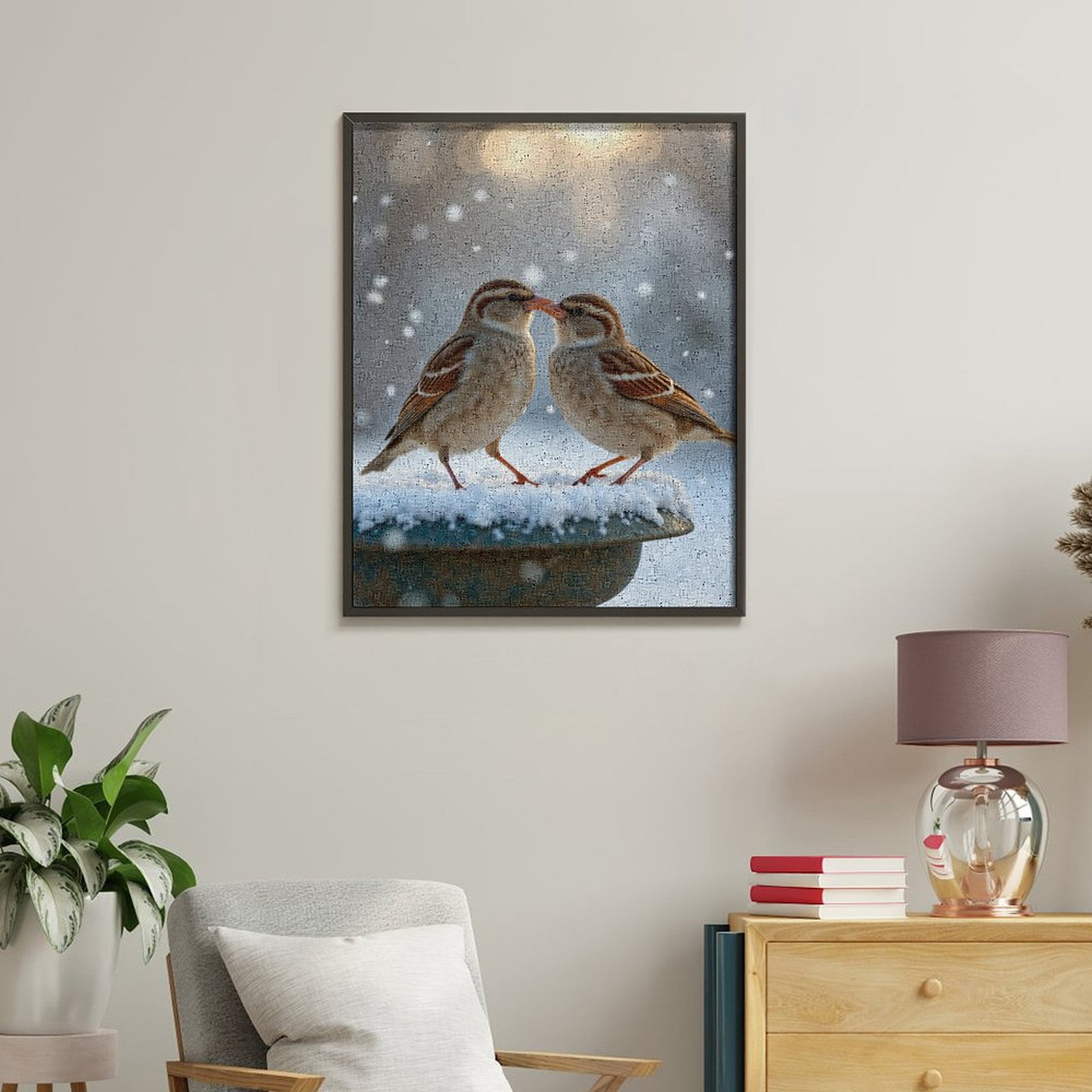 Paint By Numbers Kit for Adults Beginner - Sparrows Snowy Day Frosted Perch DIY Canvas Painting Kits for Adults, Frameless Paint By Number for Adults for Home Wall Decor 16x20 Inch