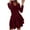 Wine, variant on Fesfesfes Women Dress Fall Solid Causal V-Neck Cuasal Long Sleeve Pullover Comfy Dress Tops on