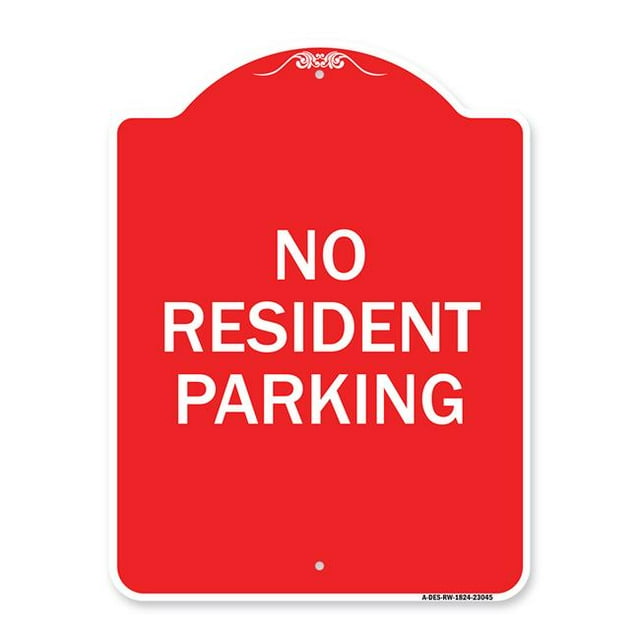SignMission A-DES-RW-1824-23045 Panneau de Série Designer 18 x 24 Po - Panneau de Stationnement Réservé Stationnement Sans Résident, Rouge et Blanc