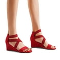 thumbnail image 5 of DREAM PAIRS Women's Summer Open Toe Wedge Sandals Ankle Strap Platform Sandals INNIS-1 RED Size 5.5, 5 of 5