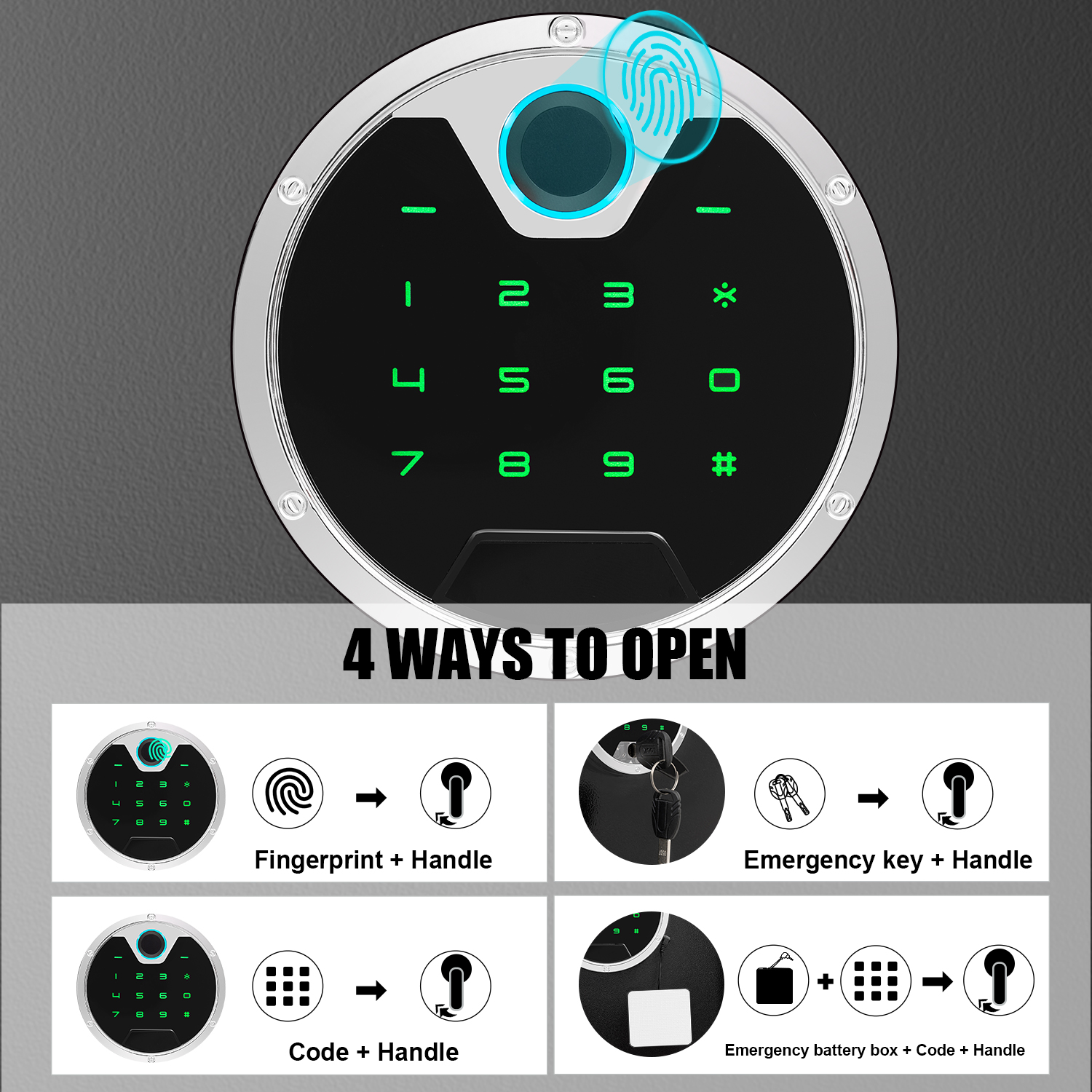 Riflevault High Tech Intelligent 5 Gun Safe with Dual Alarm System, 11.02" x 11.81" x 54.33", Steel