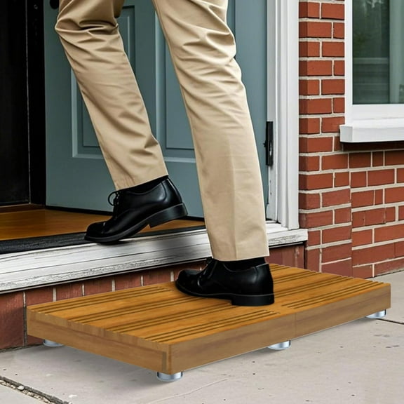 3.5"/5.5" Heightable Wooden Step Stool, One Step Stool, Non-Slip Outdoor Steps, Load Capacity 600lb, Heavy Duty Platform Mobility Step for Adults, Kids/Bedside, Bathroom, Kitchen, Garden