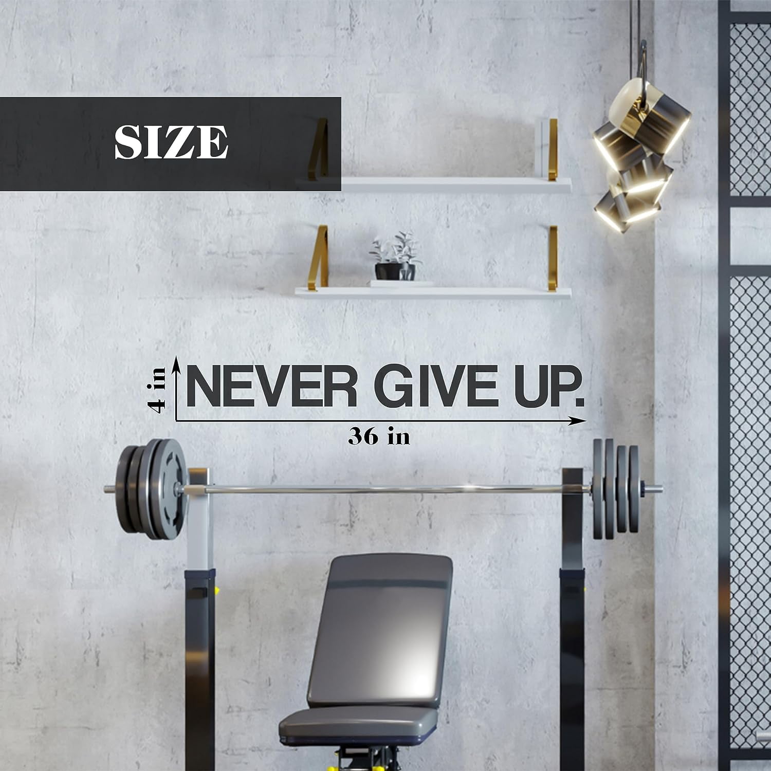 QTH Large Never GIVE UP Wall Sticker Motivational Large Gym Wall Decal Quote for Home Gym Workout Motivational Wall Art Decor Vinyl Removable Sticker