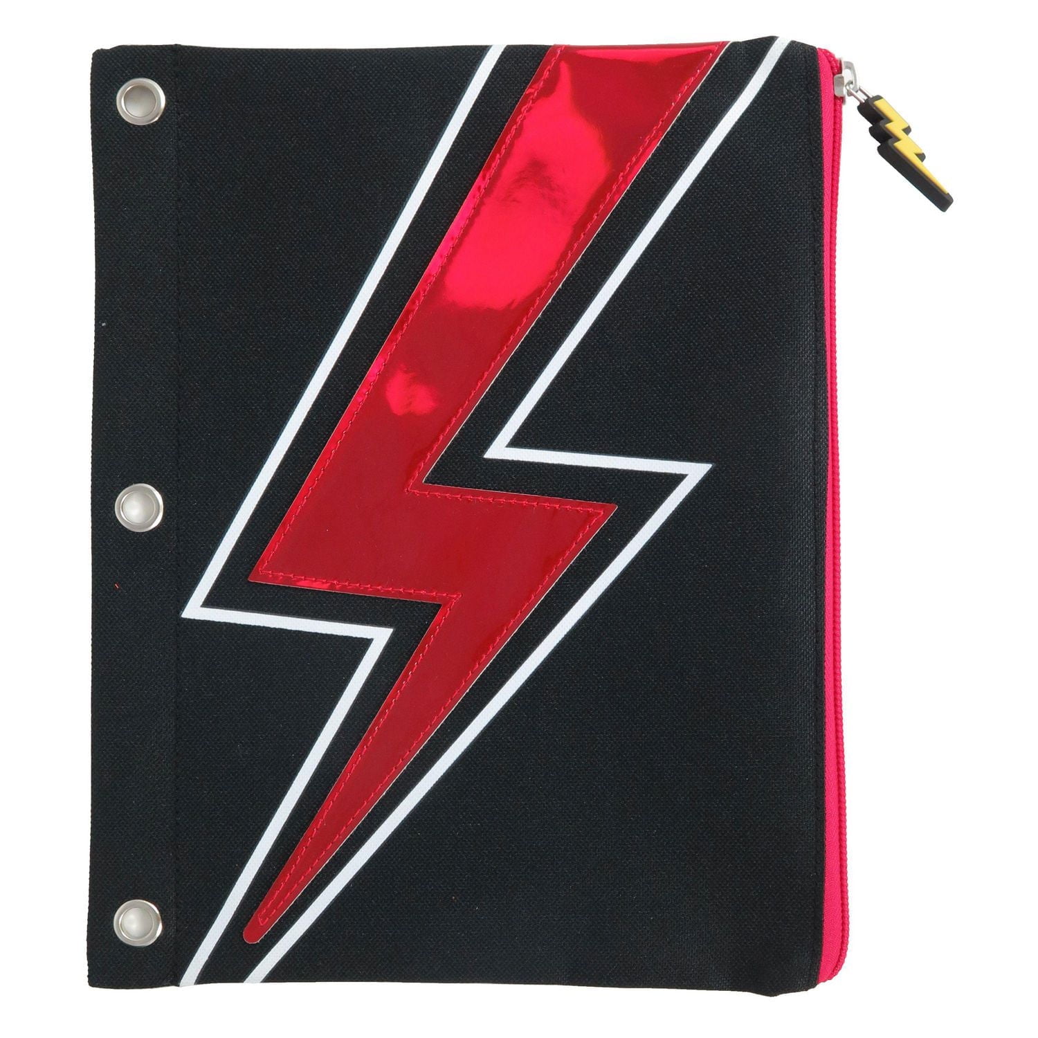 Pen + Gear Pochette à fermeture éclair en polyester avec motif éclair, noir/rouge, 7,75 po x 9,75 po.