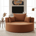 thumbnail image 4 of Chenille Swivel Accent Barrel Chair with 3 Removable Pillows (Orange), 4 of 13