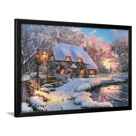 Winter Cottage - Winter Cottage Framed Print Wall Art By Dominic Davison