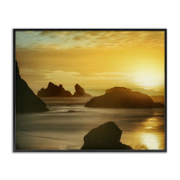 Stupell Industries Traditional Sea Stacks at Sunset Black Framed Giclee Art, 14 x 11, by Dennis Frates