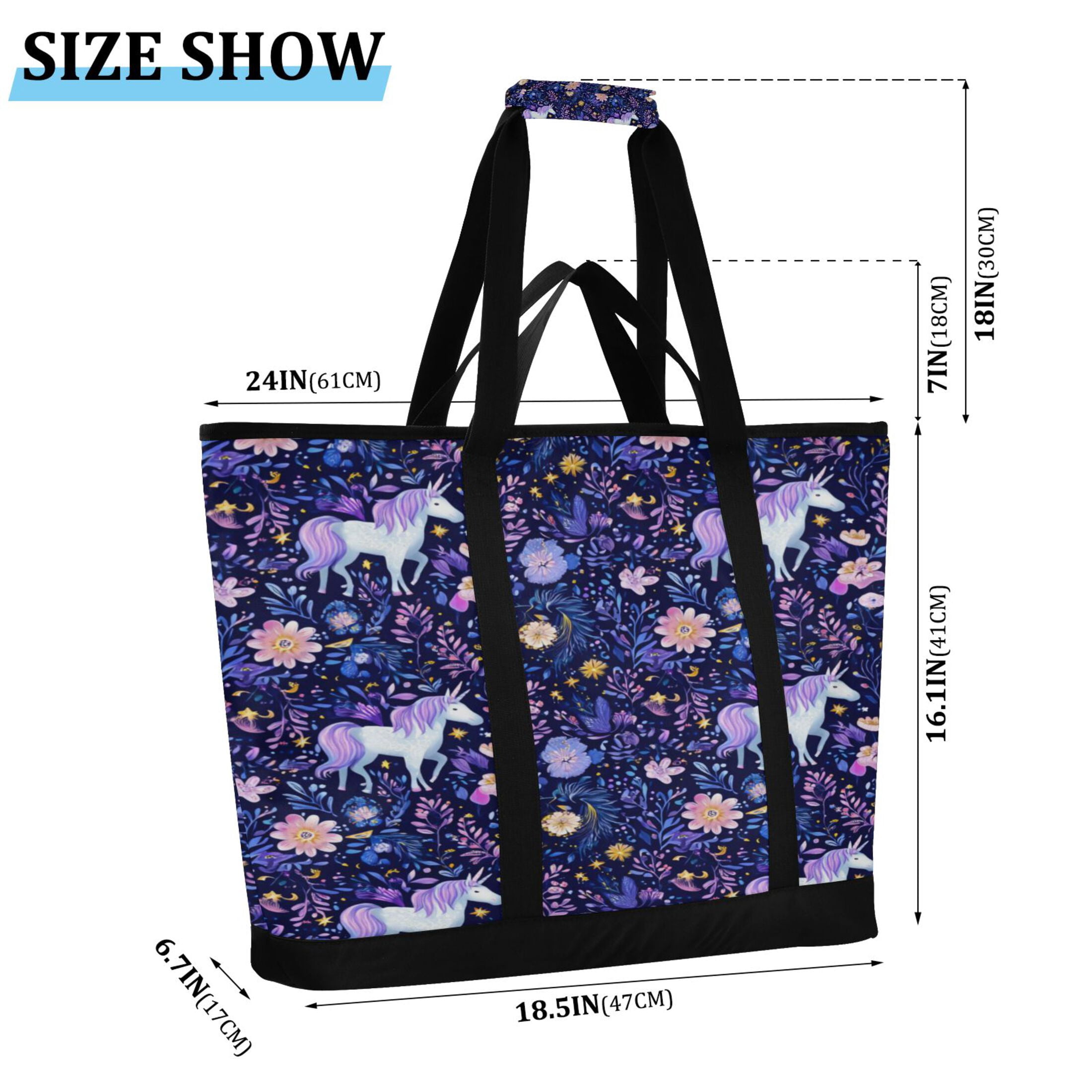 Extra-Large Wide Opening Design Capacity Hand-Held Ice Pack Thickened Insulation Layer For Long-Lasting Cold Retention For Outdoor Shopping Picnics And Camping Unicorns Stars and Moons