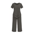 thumbnail image 4 of QIYAGBSA 2 Piece Sets for Women Round Neck Top and Capri Pants with Pockets Relaxed Fit Summer Casual Lounge Wear (Dark Gray XL), 4 of 6