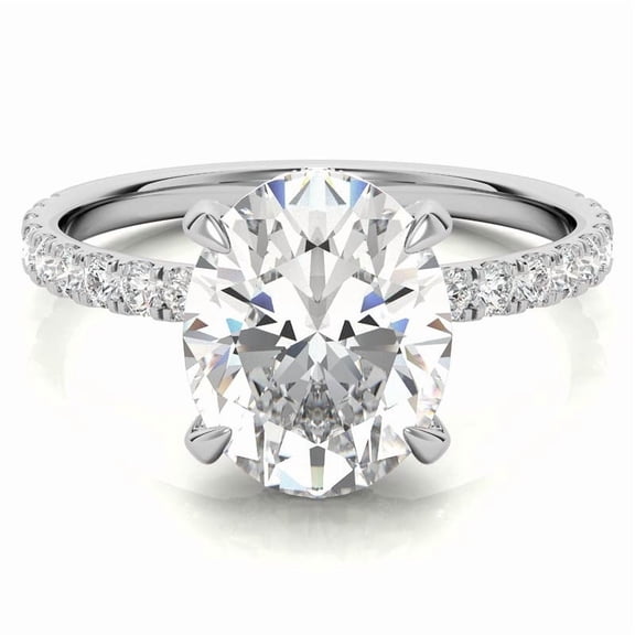 2.0CT Oval Lab Grown Diamond Ring, IGI Certified Main Diamond, CVD Diamond Ring Gift for Her