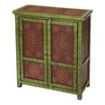 thumbnail image 1 of Beaumont Lane Boho Chic Traditional Wood Hand Painted Chest in Green/Red, 1 of 6
