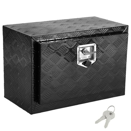 KFFKFF Truck Underbody Toolbox, Dimensions: 24"x12"x14", Crafted from Robust Aluminum Diamond Plate, Features a Secure Lock with Keys, Weatherproof Design Ideal for Trucks, Vans, and Trailers