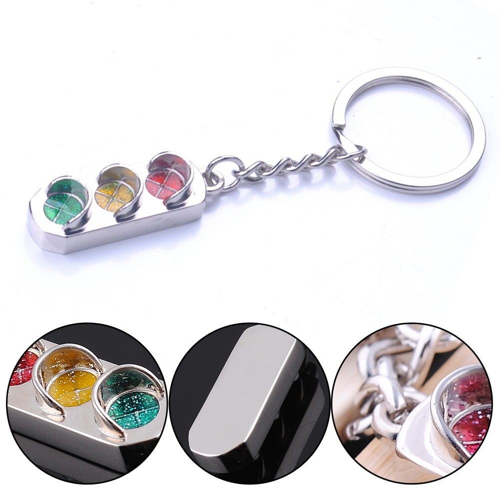 Cute Mini Traffic Light Car Key Ring Chain 3D Keyfob Keychain Keyring Gift 