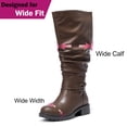 thumbnail image 4 of Love Steetly Women's Extra Wide Calf Knee High Boots, Slouchy Ruched Tall Boots, Harness Buckle Strap, Chunky Lug Sole Block Heel Side Zipper Boots., 4 of 8