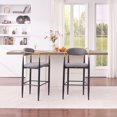 thumbnail image 4 of S-HOME Modern Upholstered Bar Stool Set of 2 with Gold-Accented Armrests, Ergonomic Design for Kitchen or Dining Use, Grey, 4 of 9