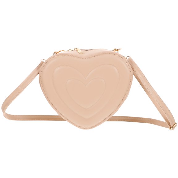 HONMEET Khaki Heart Shaped Crossbody Purse for Women's Fashionable PU Handbag Ideal for Day Out 8.5x7.5 Inches