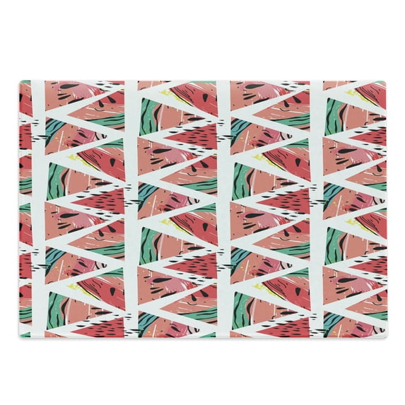 Watercolor Cutting Board, Abstract Watermelon Pattern in Triangles Hipster Hand Drawn Tropical, Decorative Tempered Glass Cutting and Serving Board, Large Size, Coral Pink Turquoise, by Ambesonne