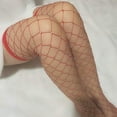 thumbnail image 3 of 1 Paire de Bas Cuisse pour Femmes Bas Résille avec Strass Grands Collants Résille, 3 of 5